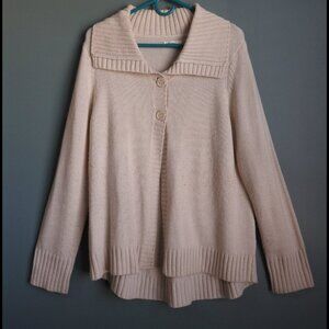Kim Roger's Beige Cable Knit Sweater 2 Button Front Closure. Women's Size L